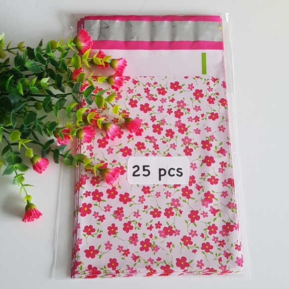 25 pcs Poly Mailers 6"x9" inches Pink Little Flowers - Picture 5 of 6